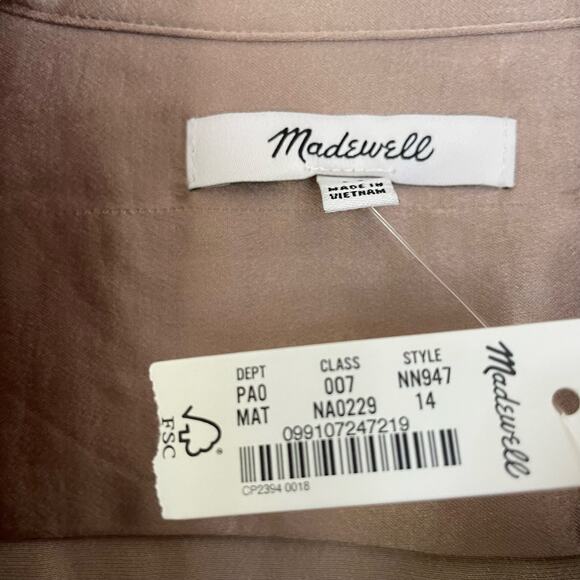 NWT Madewell Darted Button-Up Shirt in Satin Matchstick Size 14 - Picture 5 of 12